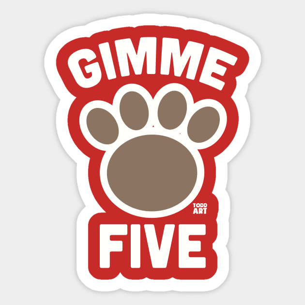 GIMME FIVE Sticker by toddgoldmanart